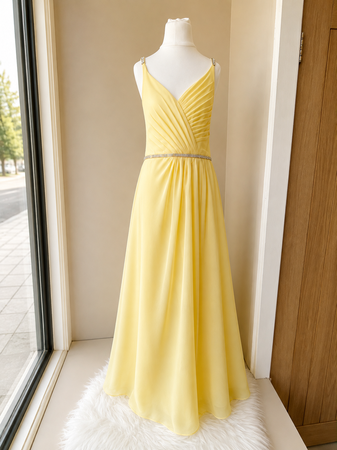 Lemon Yellow Pleated Occasion Dress | Girls&