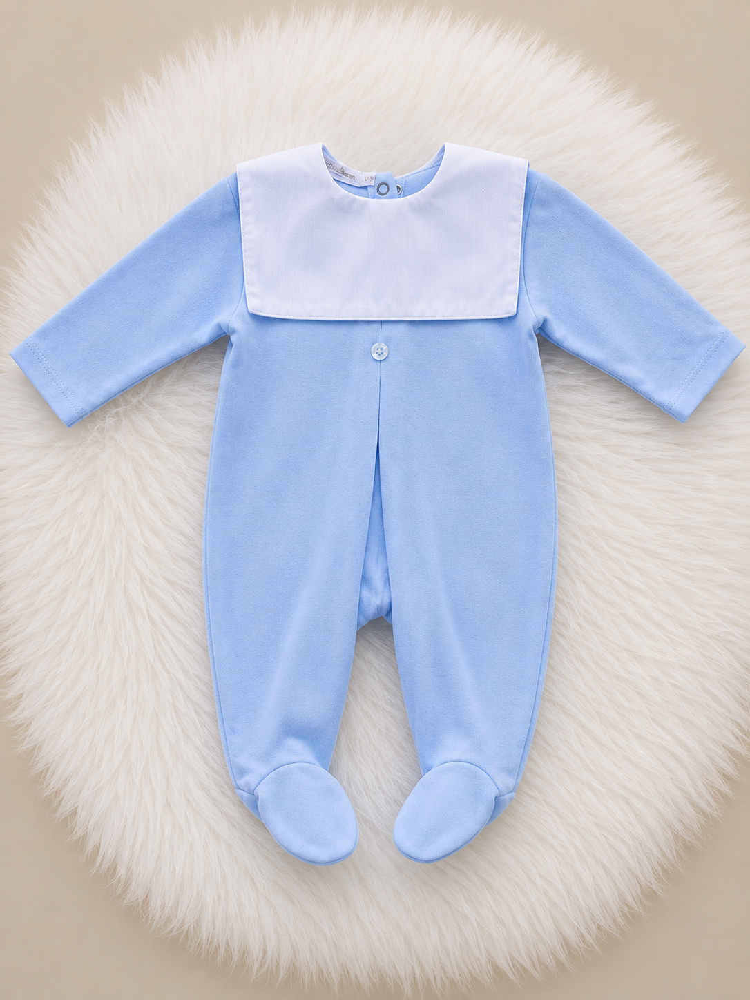 Blue Baby Sleepsuit with White Collar