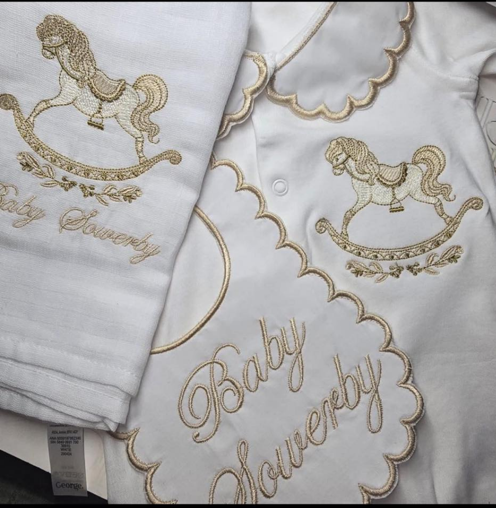 Gold & White Rocking Horse Set