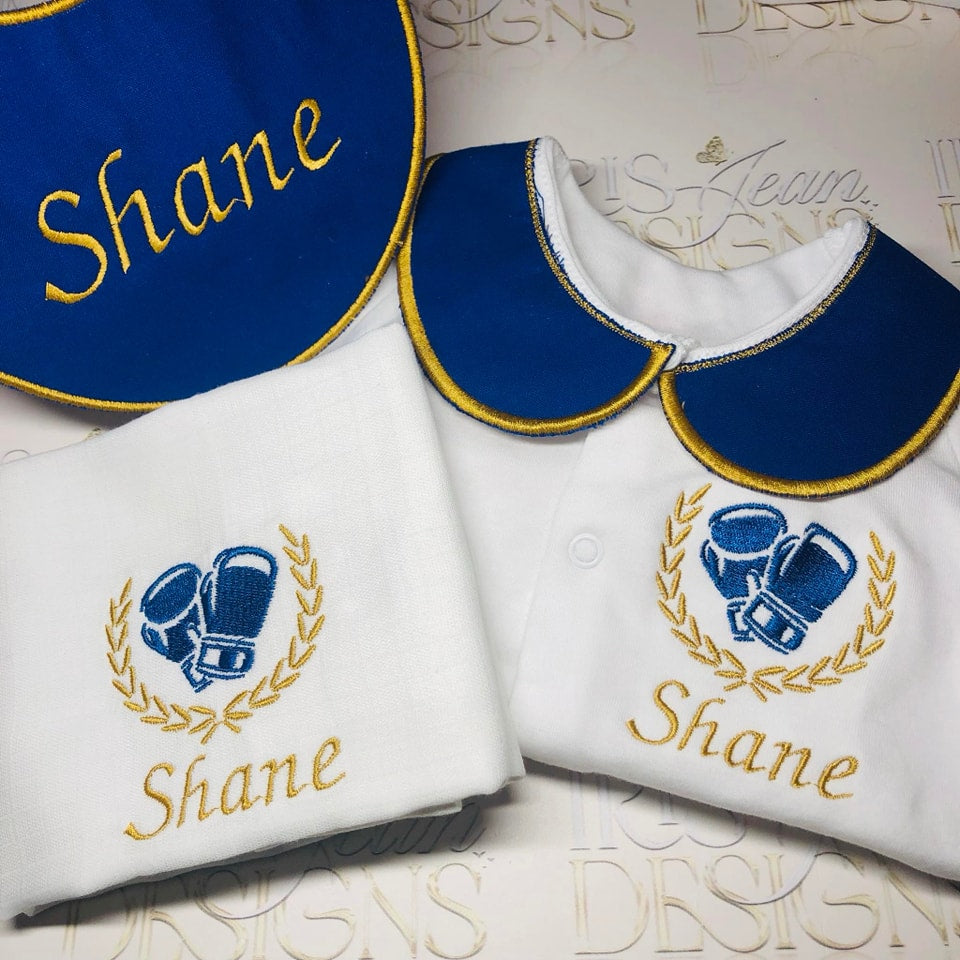 Royal Blue and Gold Boxing Glove Set