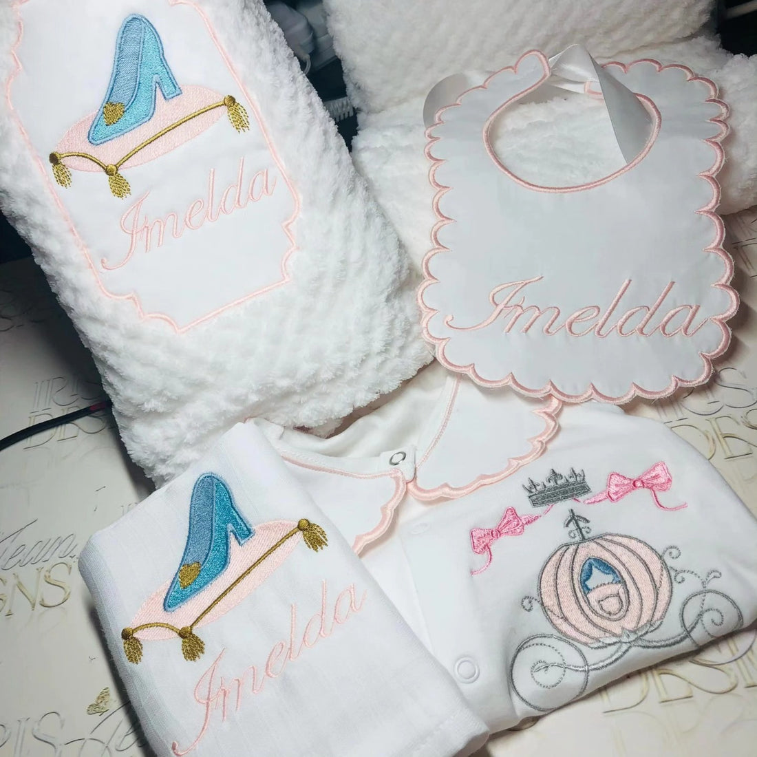 White and Pink Princess Baby Girl Set - Blanket NOT included