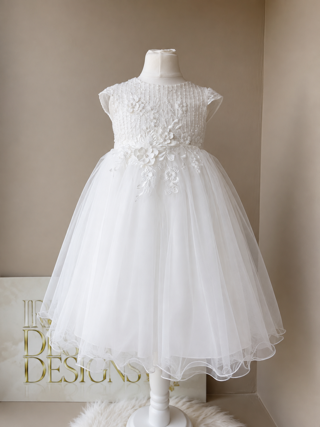 White Floral Lace Flower Girl Dress