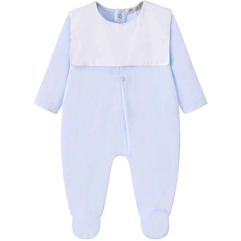 Pijama azul unisex de cuello cuadrado