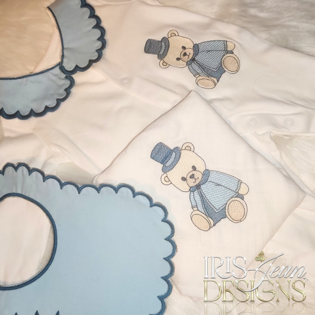 Baby Blue Cotton Bear Set