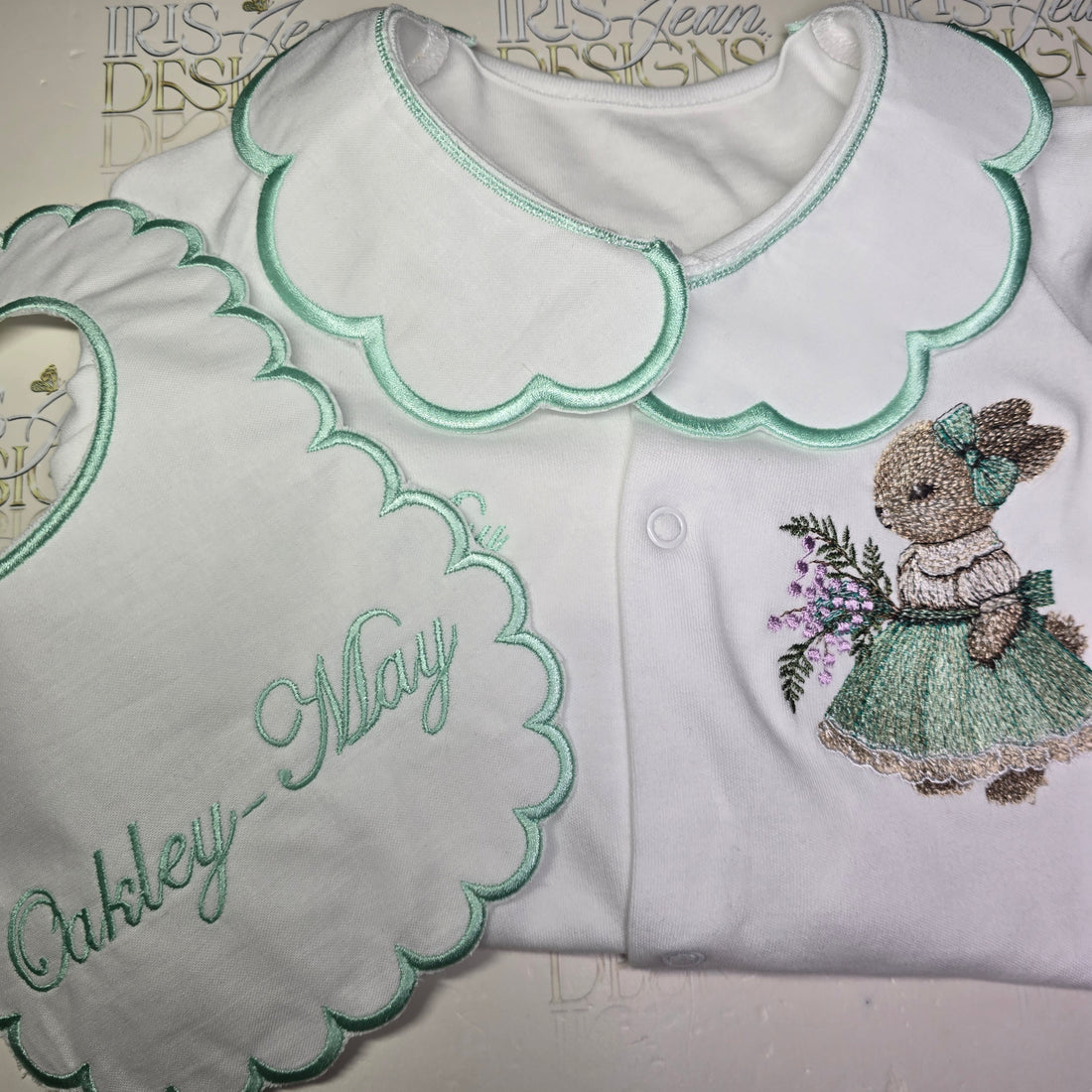 Girls Mint Green Easter Bunny Set