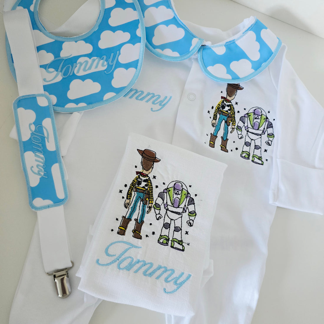 Clouds Fabric Collars with Toy Design Baby Set