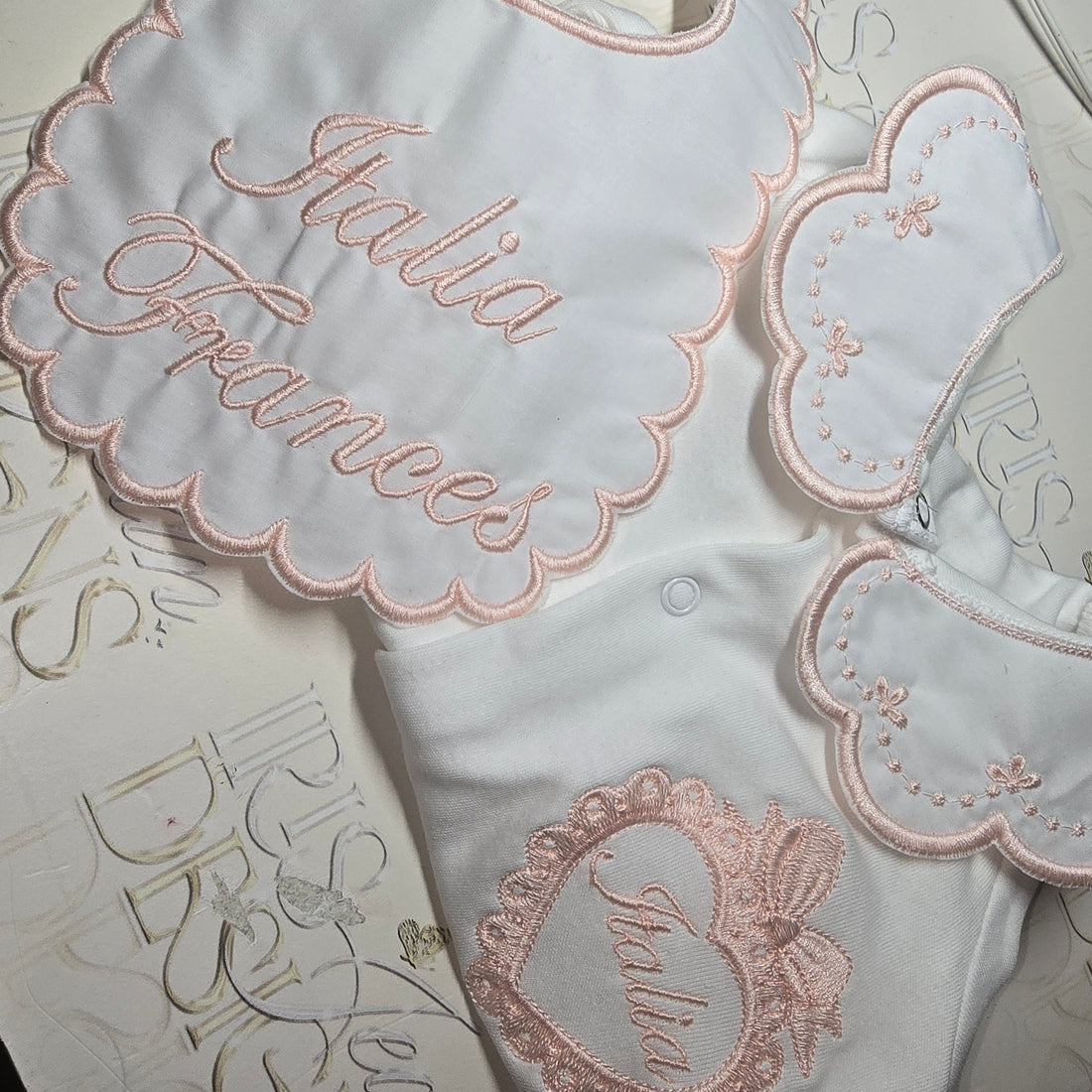 Pink Frame Bib and Grow Set