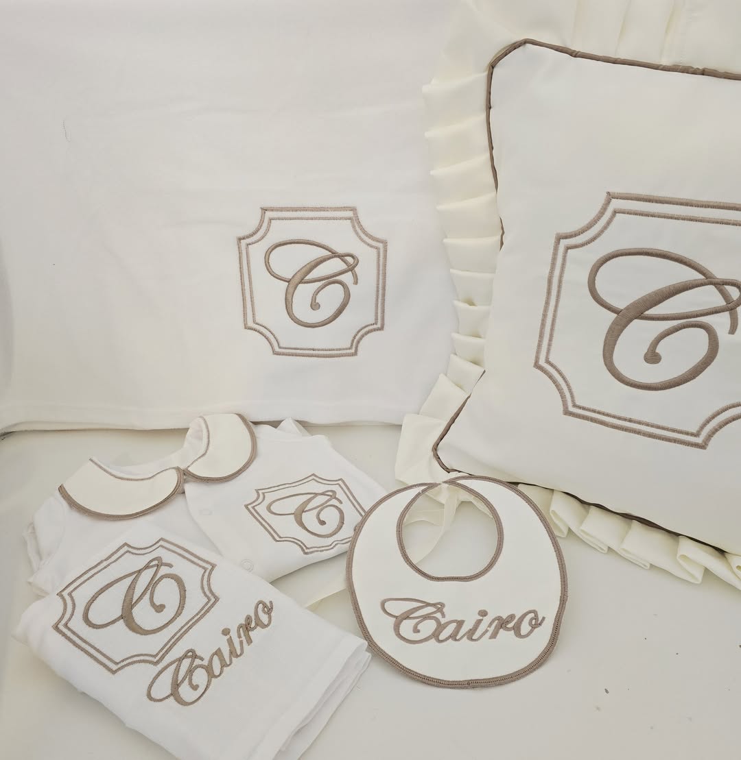 Boys Monogram Ivory, Bronze and White Full Hospital Set