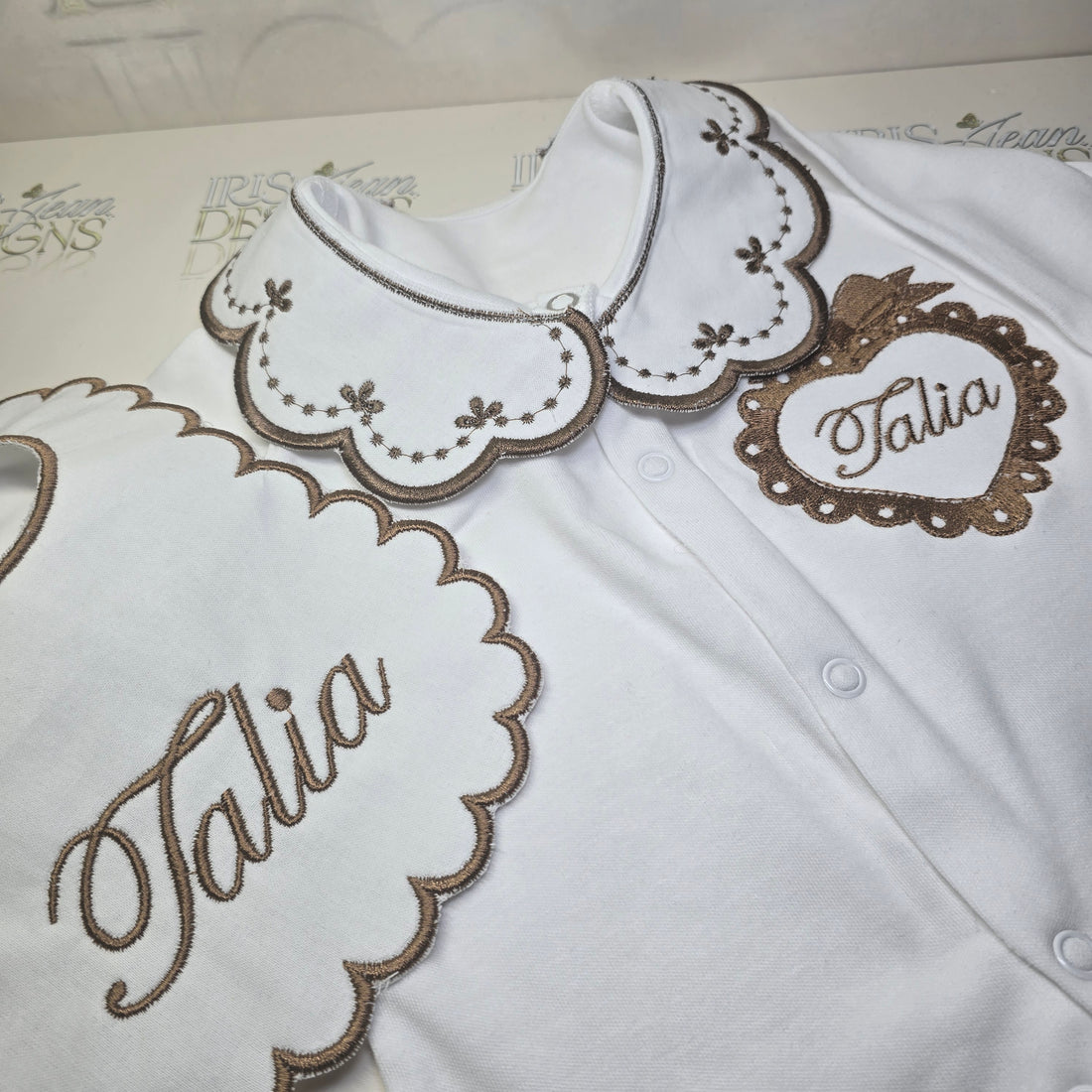 Brown Heart Frame Bib and Grow Set