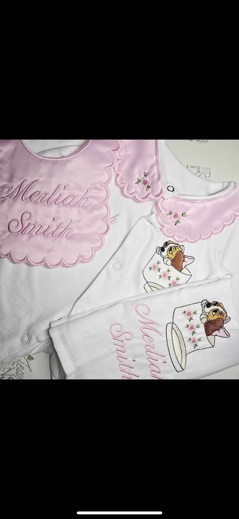 Pink Dog Set with Flower Collars