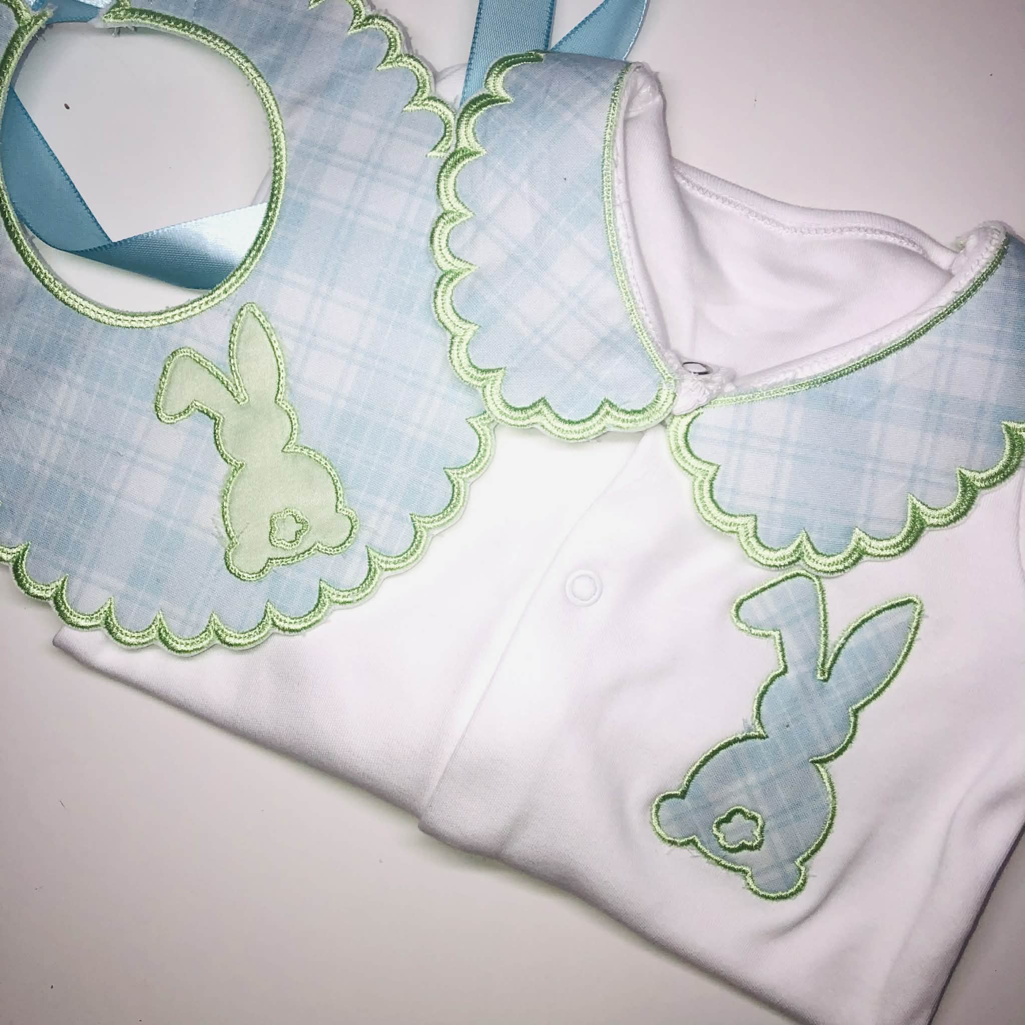 Boys Mint Green and Blue Bunny Set