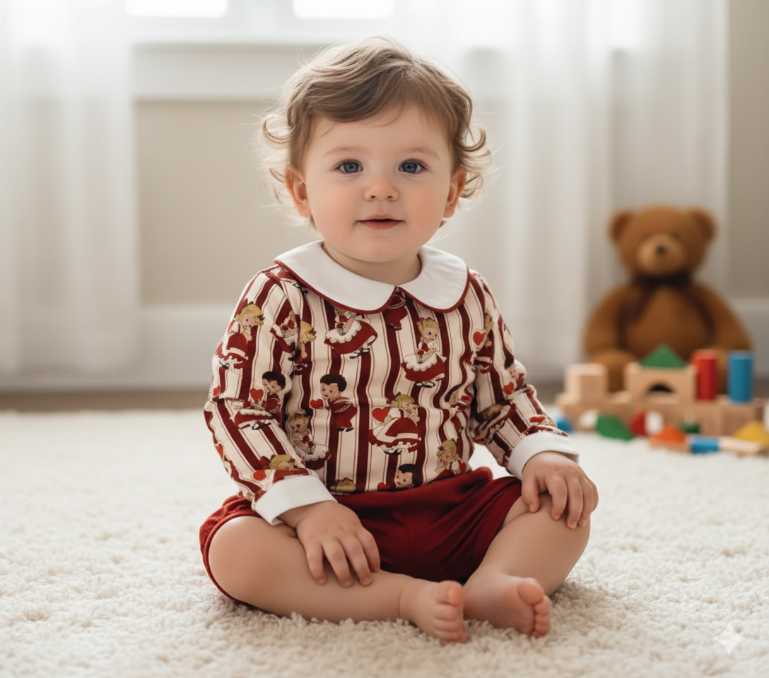 Boys Valentines Day Shorts and Long Sleeve Top Set