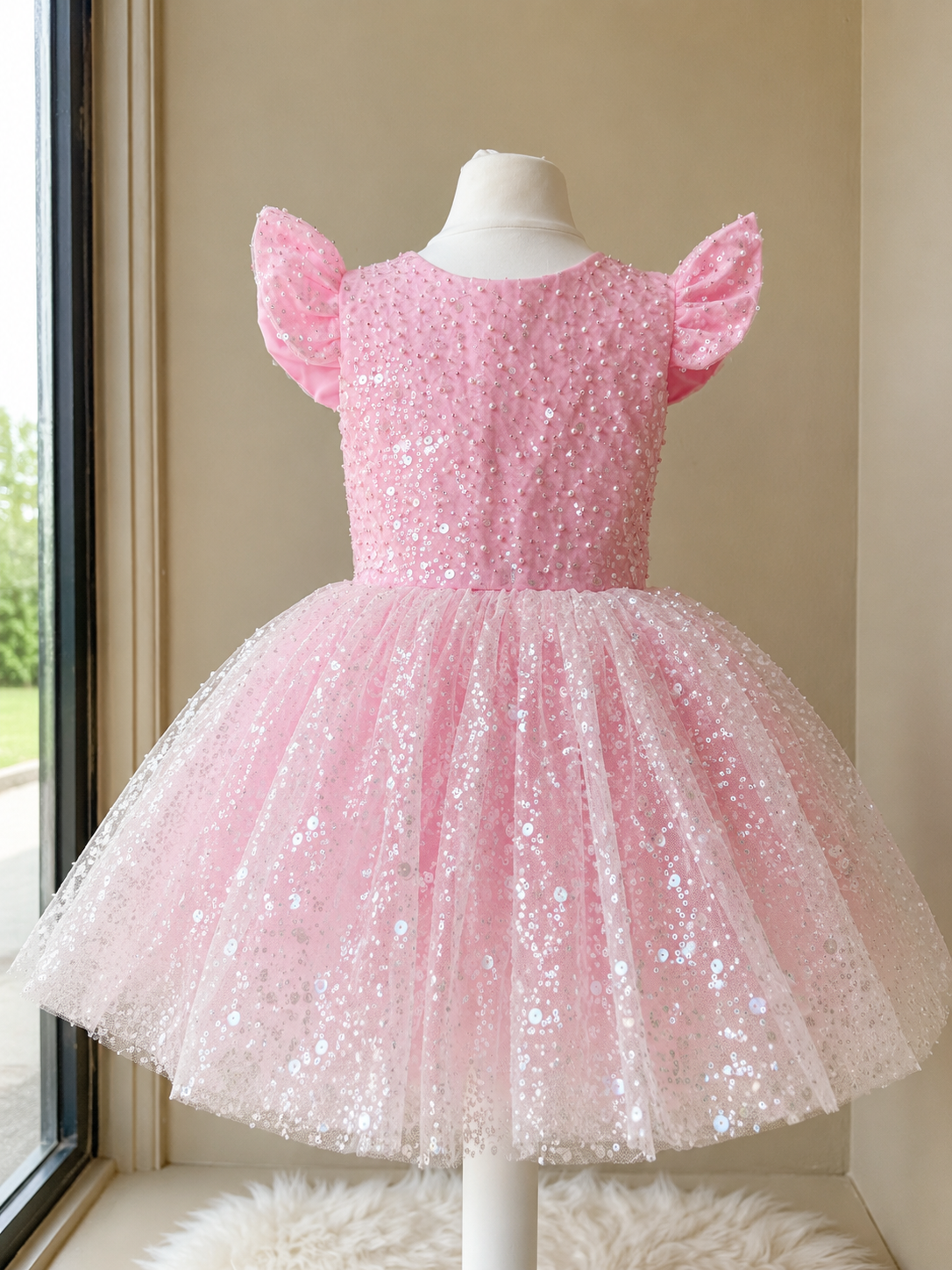 Vestido de lujo de princesa rosa brillante