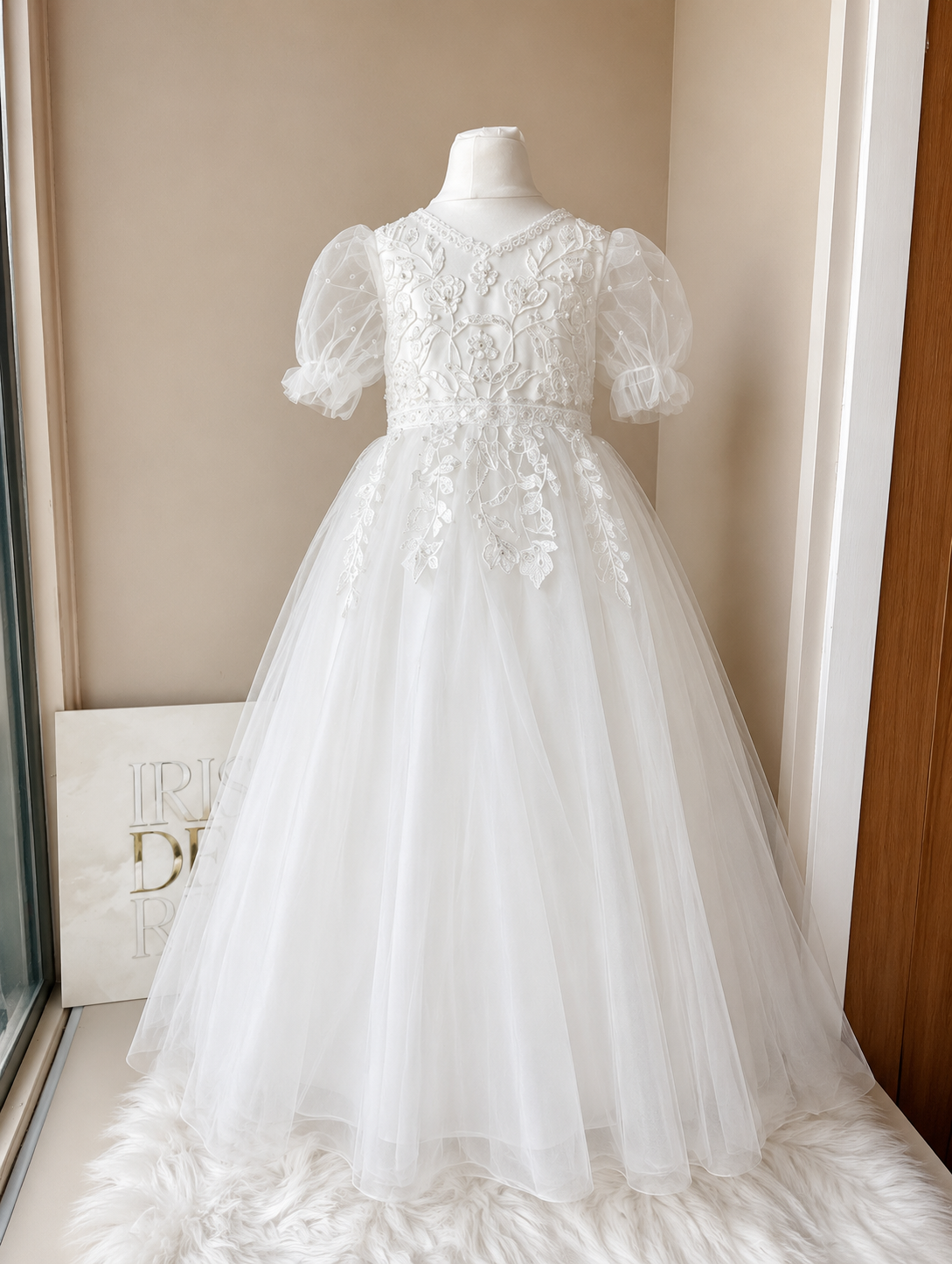 Luxury White Lace Communion Dress
