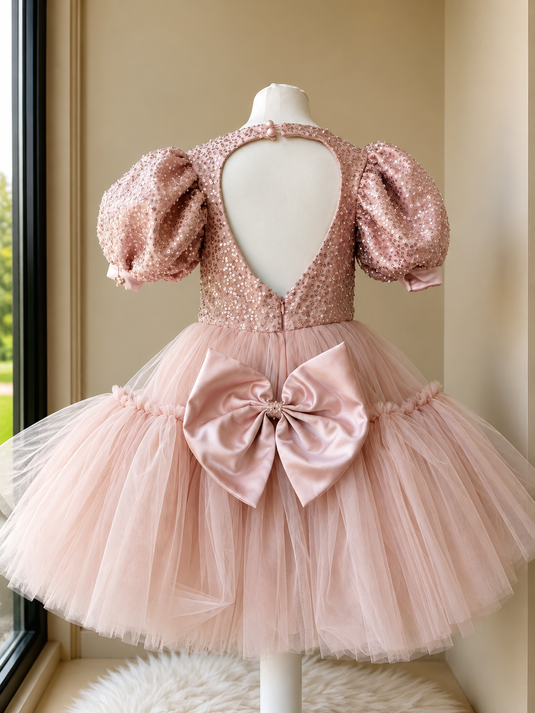 Luxury Blush Champagne Sequin Princess Dress