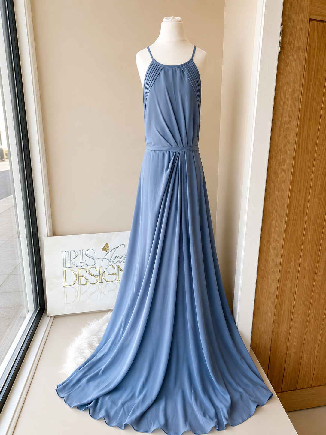 Dusty Blue Floor-Length Flower Girl Dress