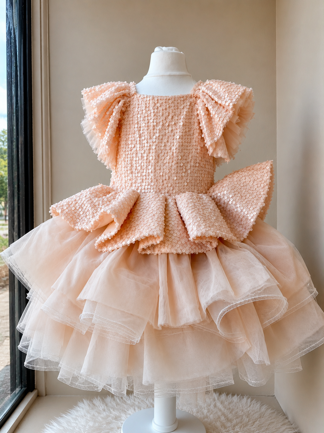 Luxury Blush Sequin Couture Princess Dress