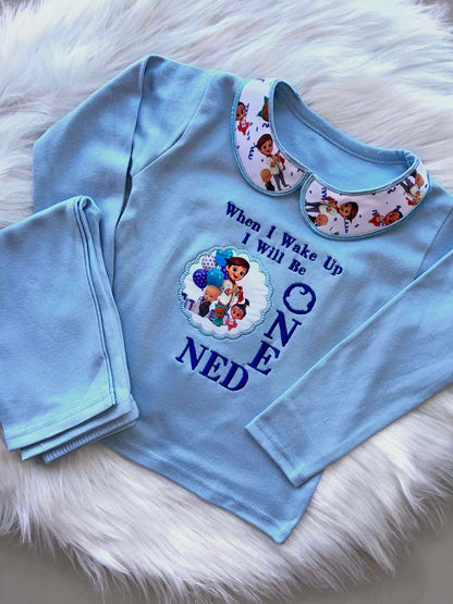 Embroidered Birthday Pyjamas with Collars - Any Theme
