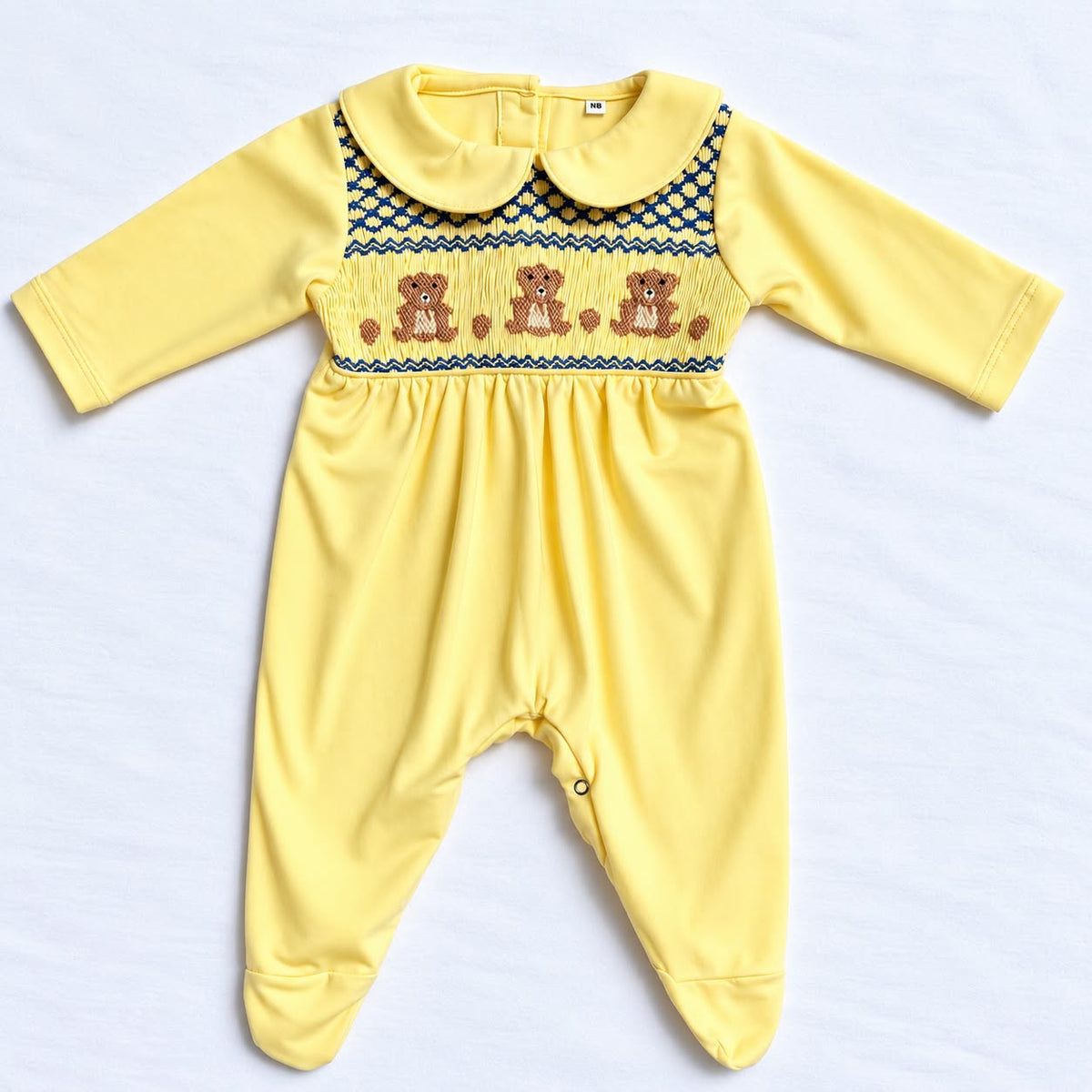 Lemon Smocked Bear Baby Grow