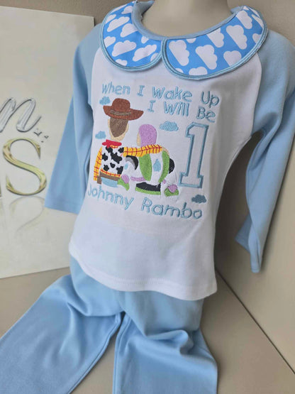 Embroidered Birthday Pyjamas with Collars - Any Theme