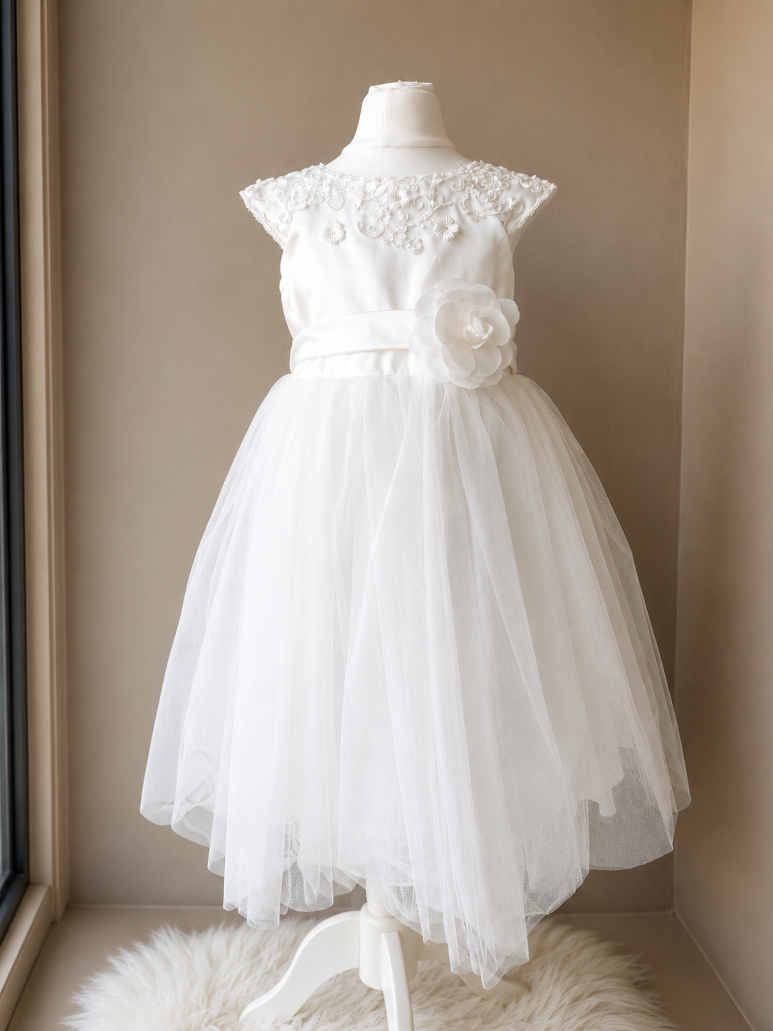 Luxury White Floral Lace Baby Dress