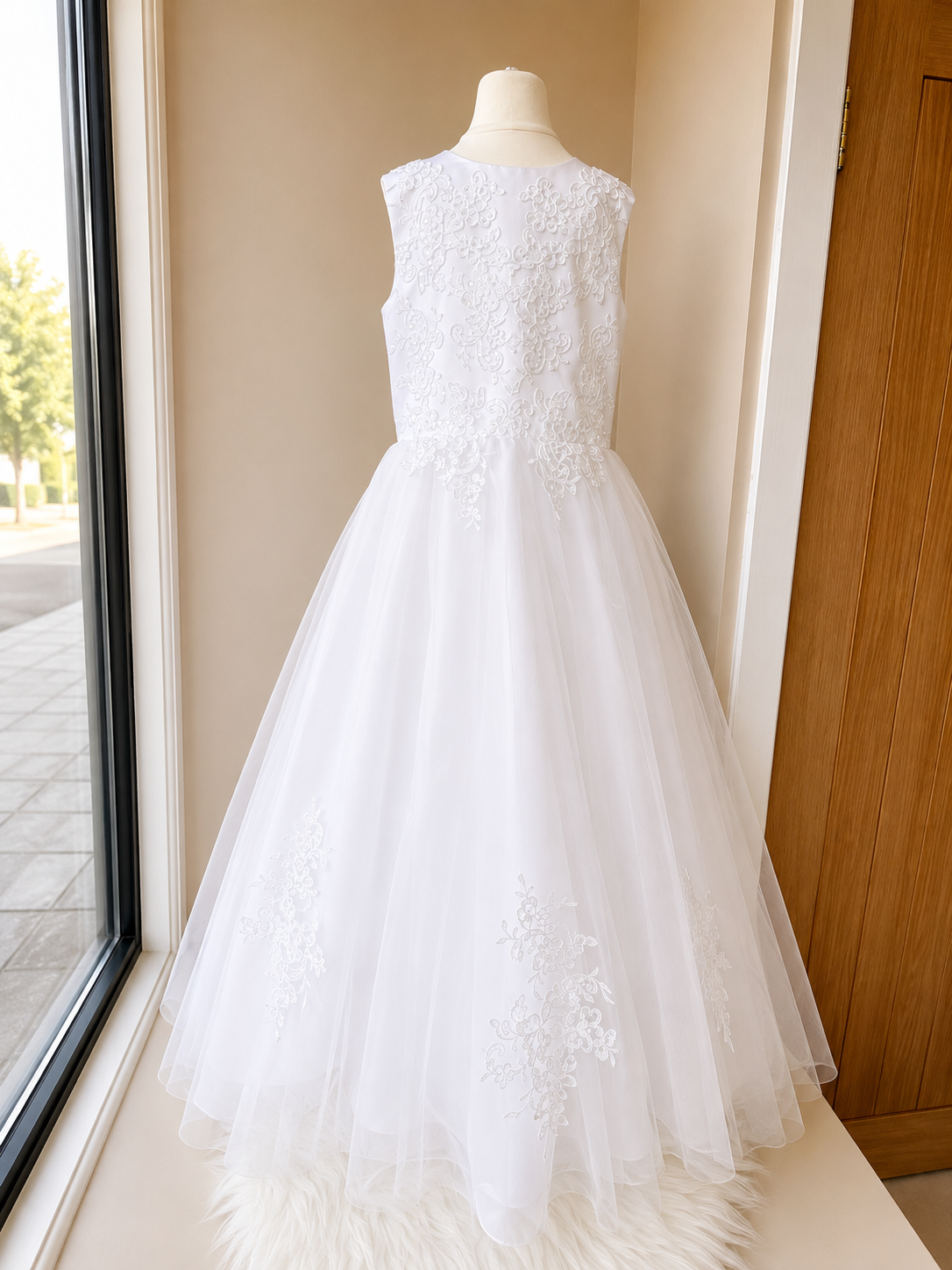 White Floral Lace Christening Dress | Girls&