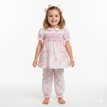 Girls Pink Toile Easter Pyjamas