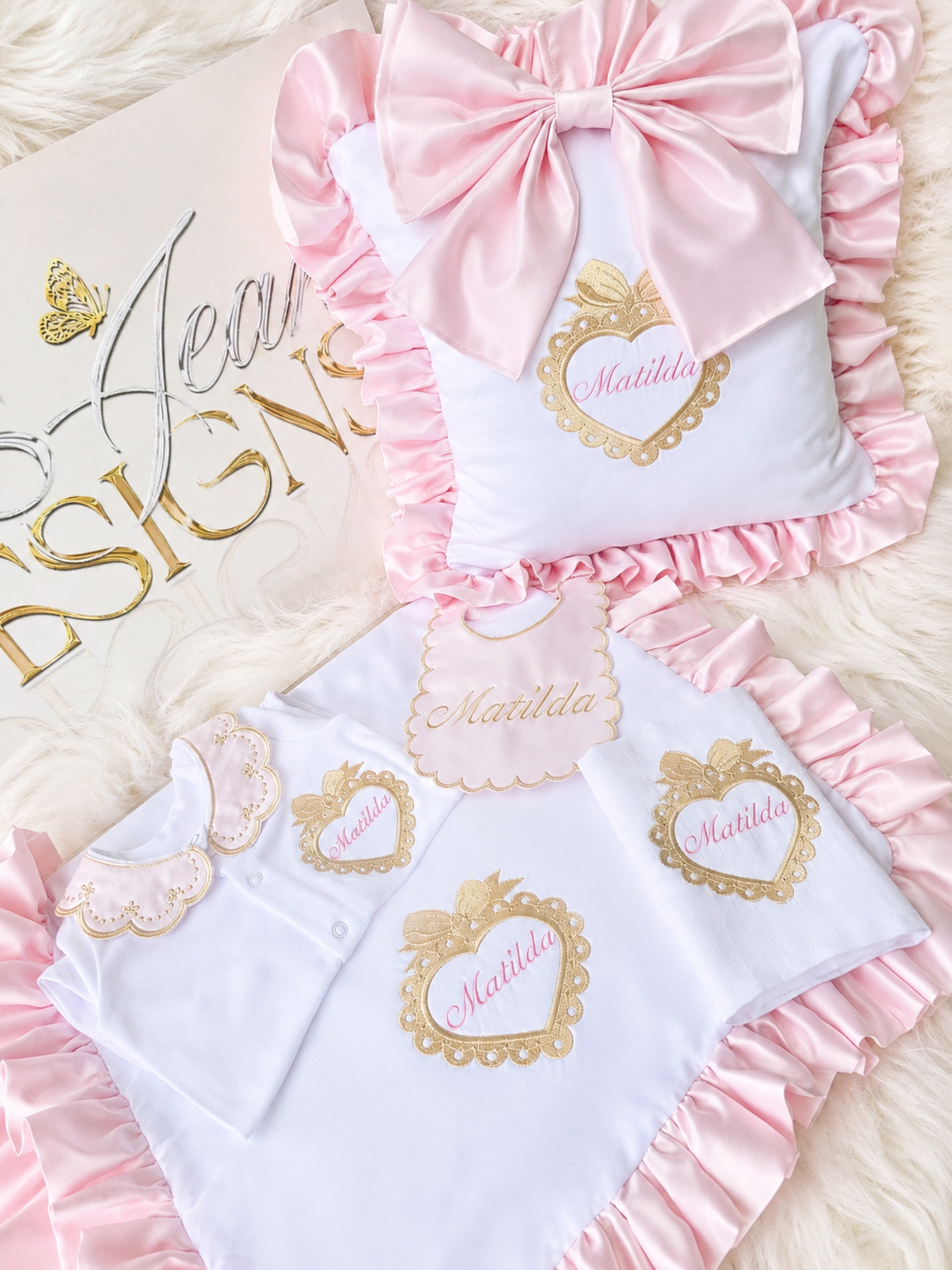 Light Pink and Gold Full Heart Frame Set