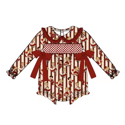 Girls Vintage Valentines Smocked Romper