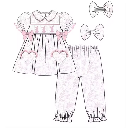 Girls Pink Toile Easter Pyjamas