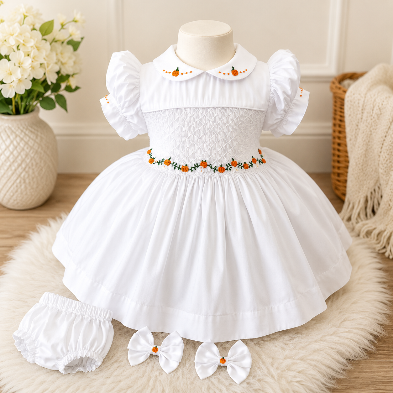 Pumpkin Smocked Dress - Perfect Halloween Outfit
