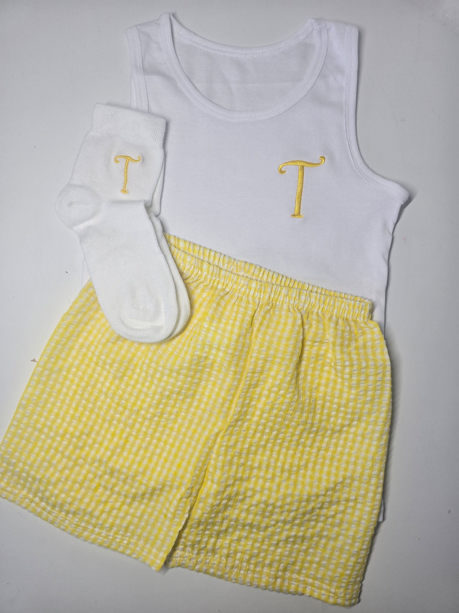 Boys Vest, Shorts and Socks Sets with Initial