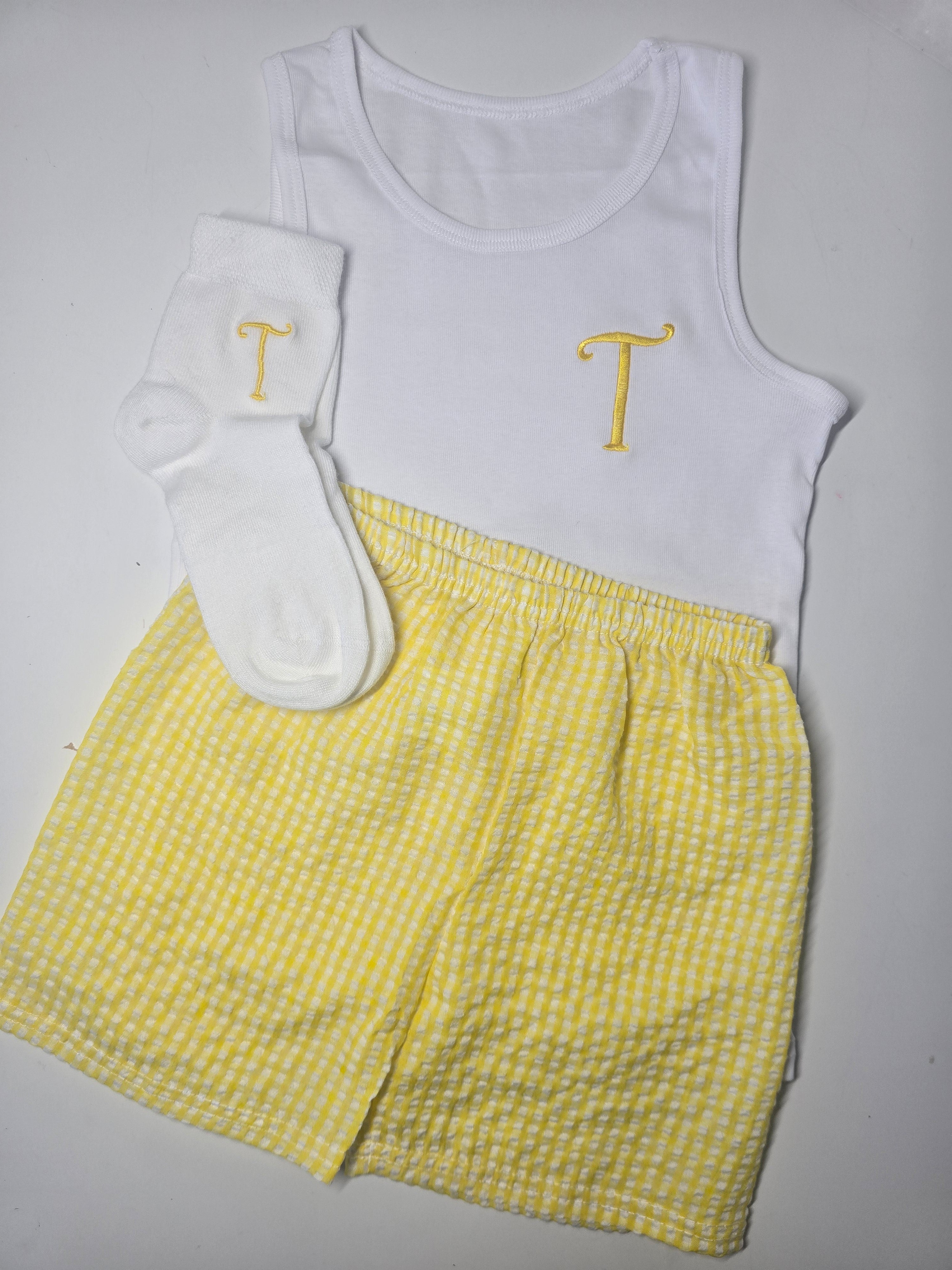 Boys Vest, Shorts and Socks Sets with Initial