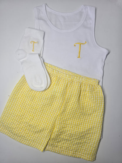 Boys Vest, Shorts and Socks Sets with Initial