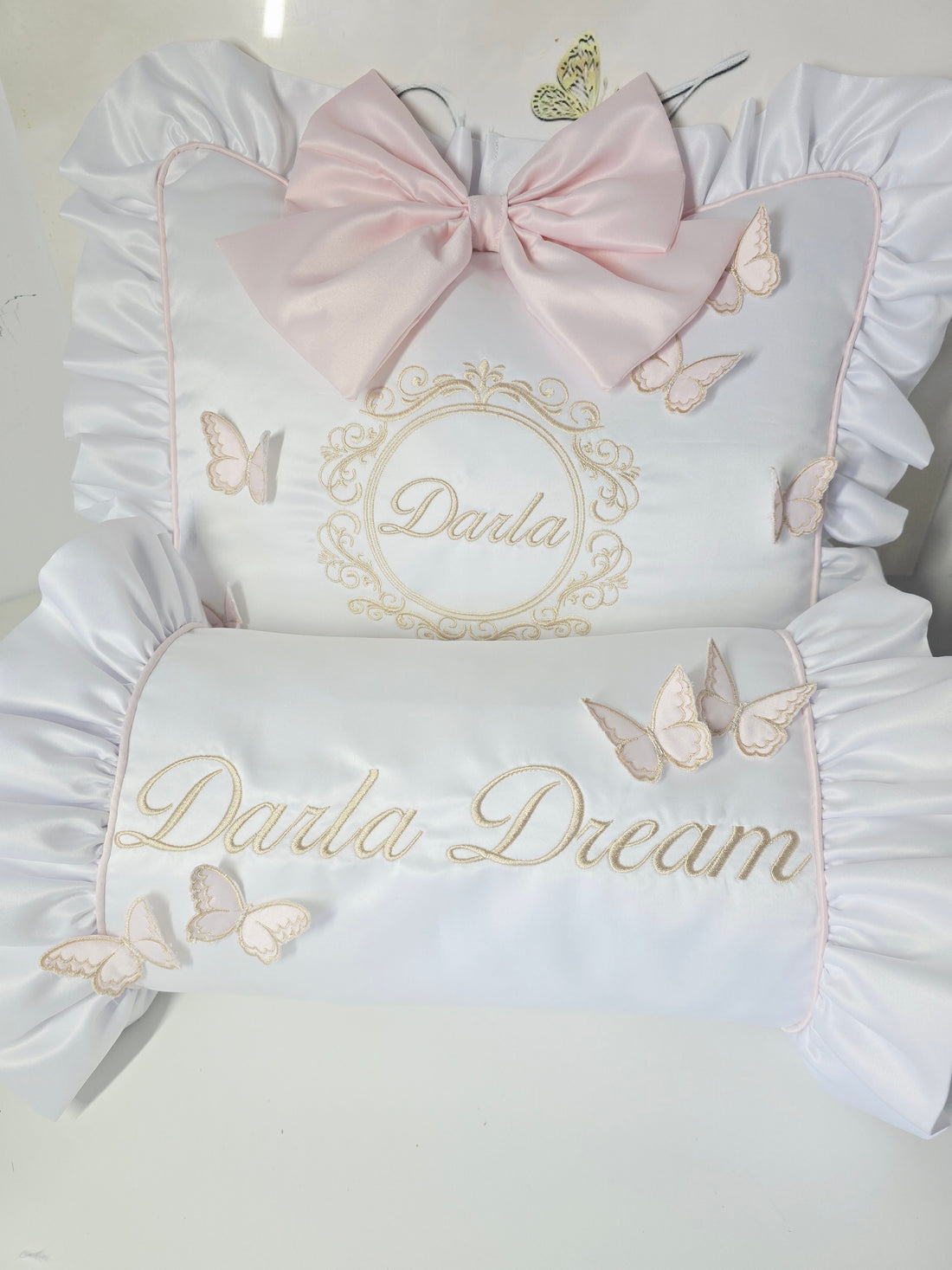 Satin Butterfly Cushion and Roller