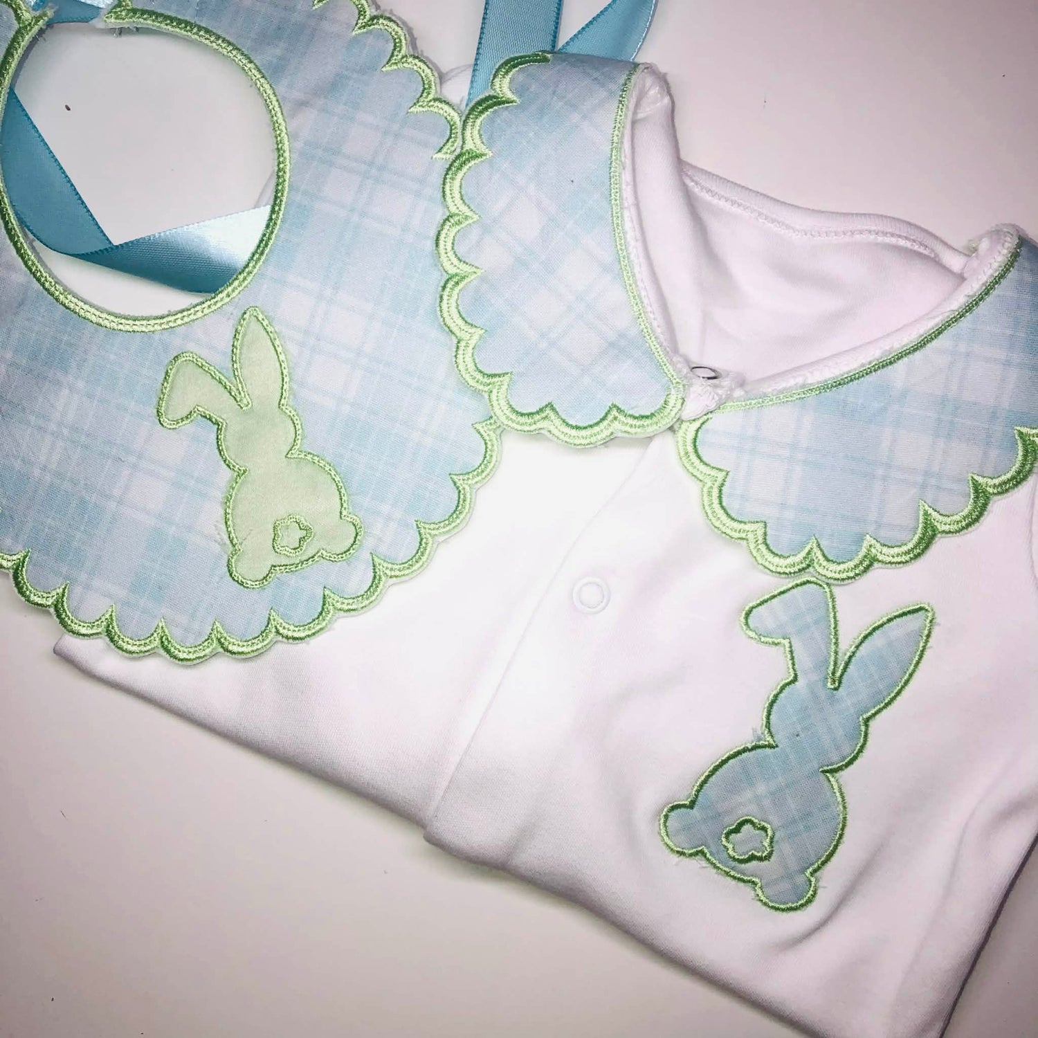 Boys Mint Green and Blue Bunny Set