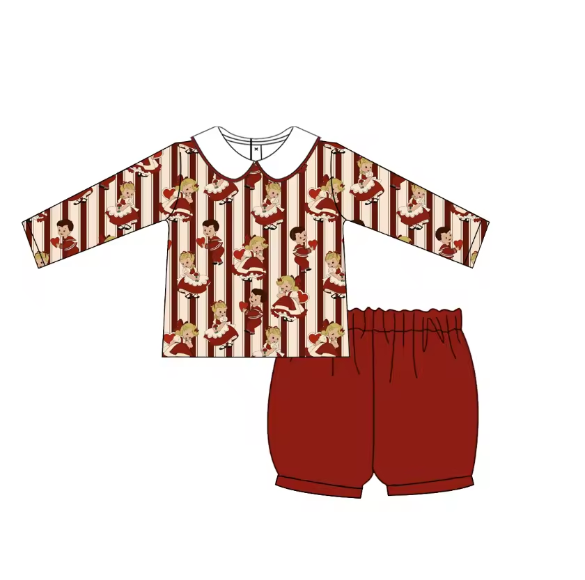 Boys Valentines Day Shorts and Long Sleeve Top Set