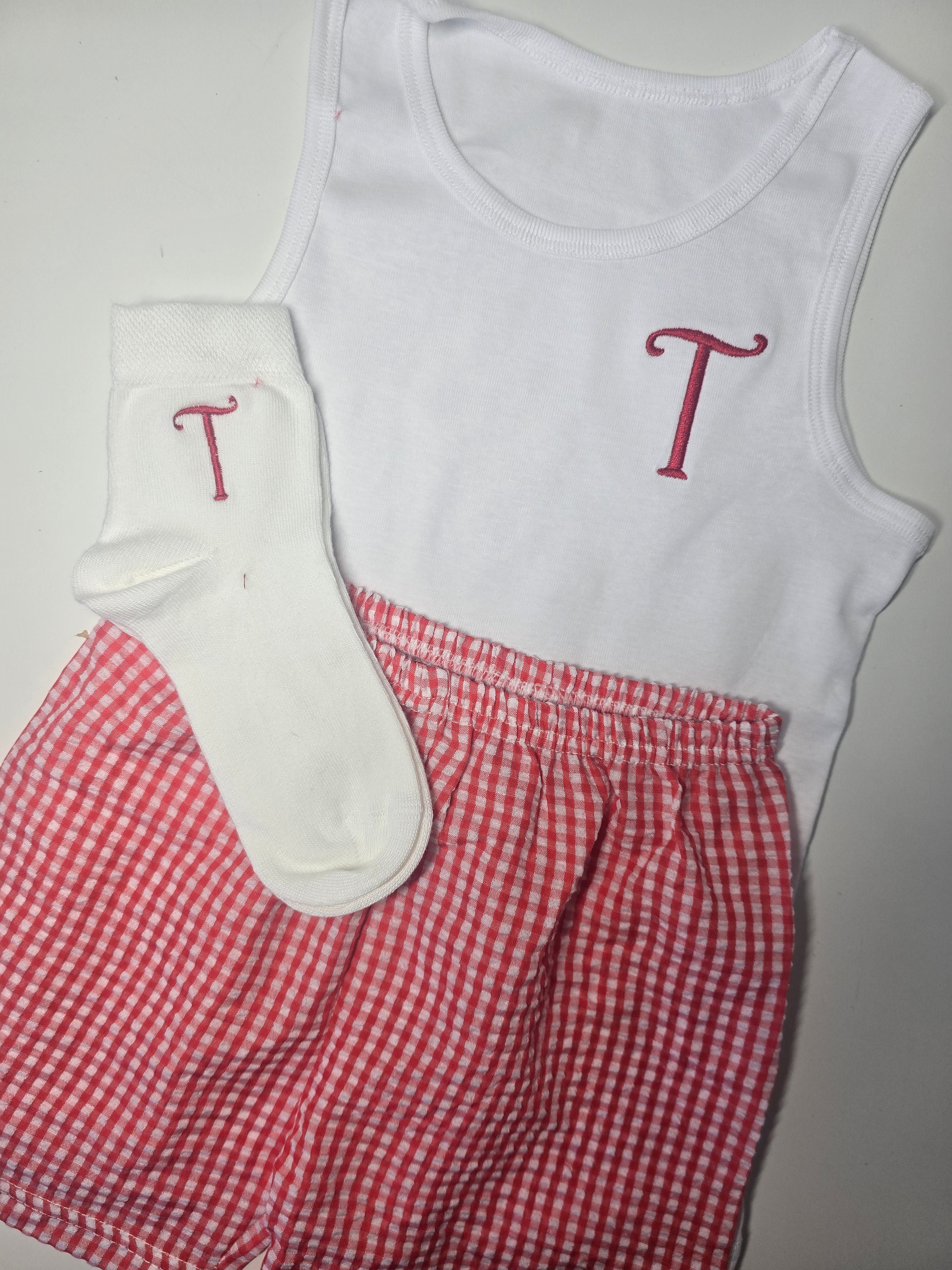 Boys Vest, Shorts and Socks Sets with Initial