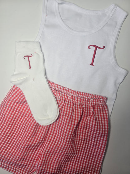 Boys Vest, Shorts and Socks Sets with Initial
