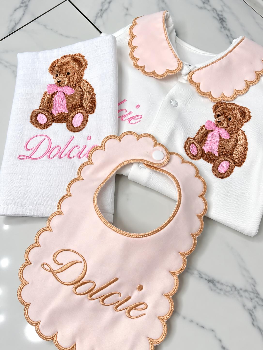 Pink Bear Baby Grow Set